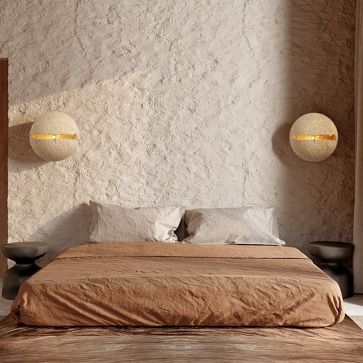 Dinosaur Egg Travertine Wall Lamp-Neutral Decor