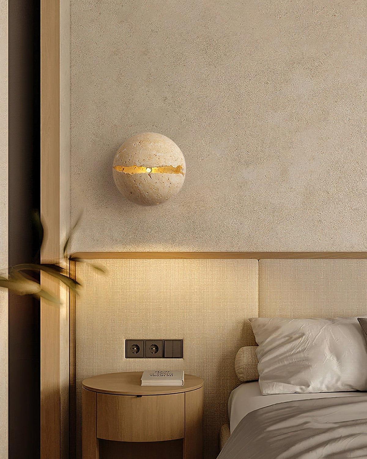 Dinosaur Egg Travertine Wall Lamp-Neutral Decor