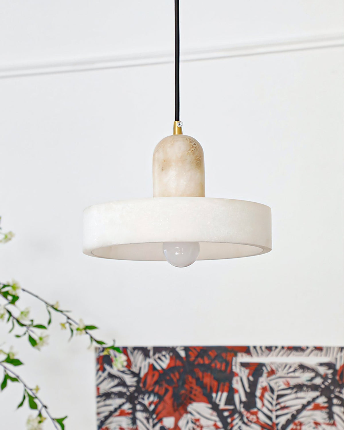 Luste Disc Orb Alabaster Pendant Light-Neutral Decor