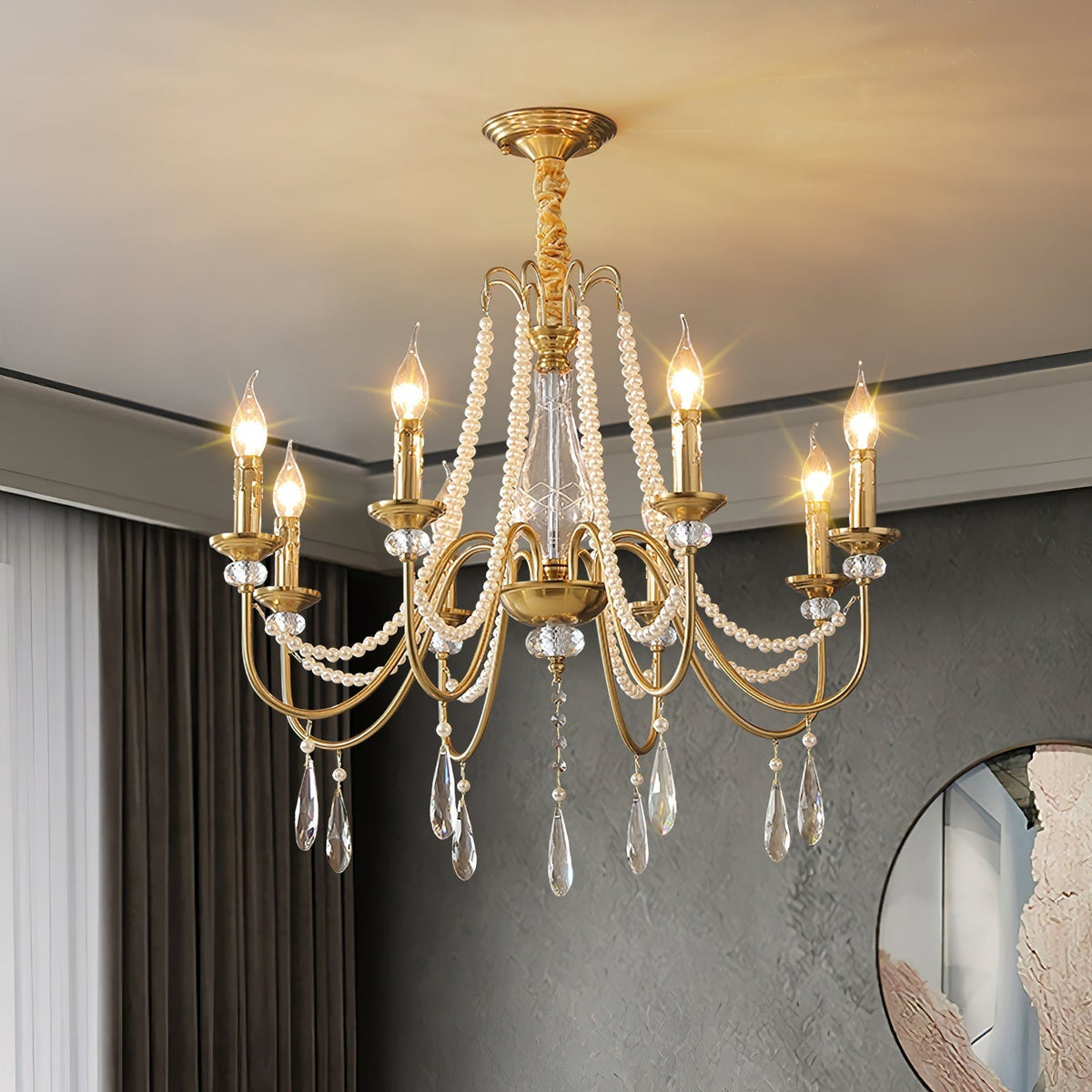 Mote Lustre Laiton Cristal Luxe Postmoderne