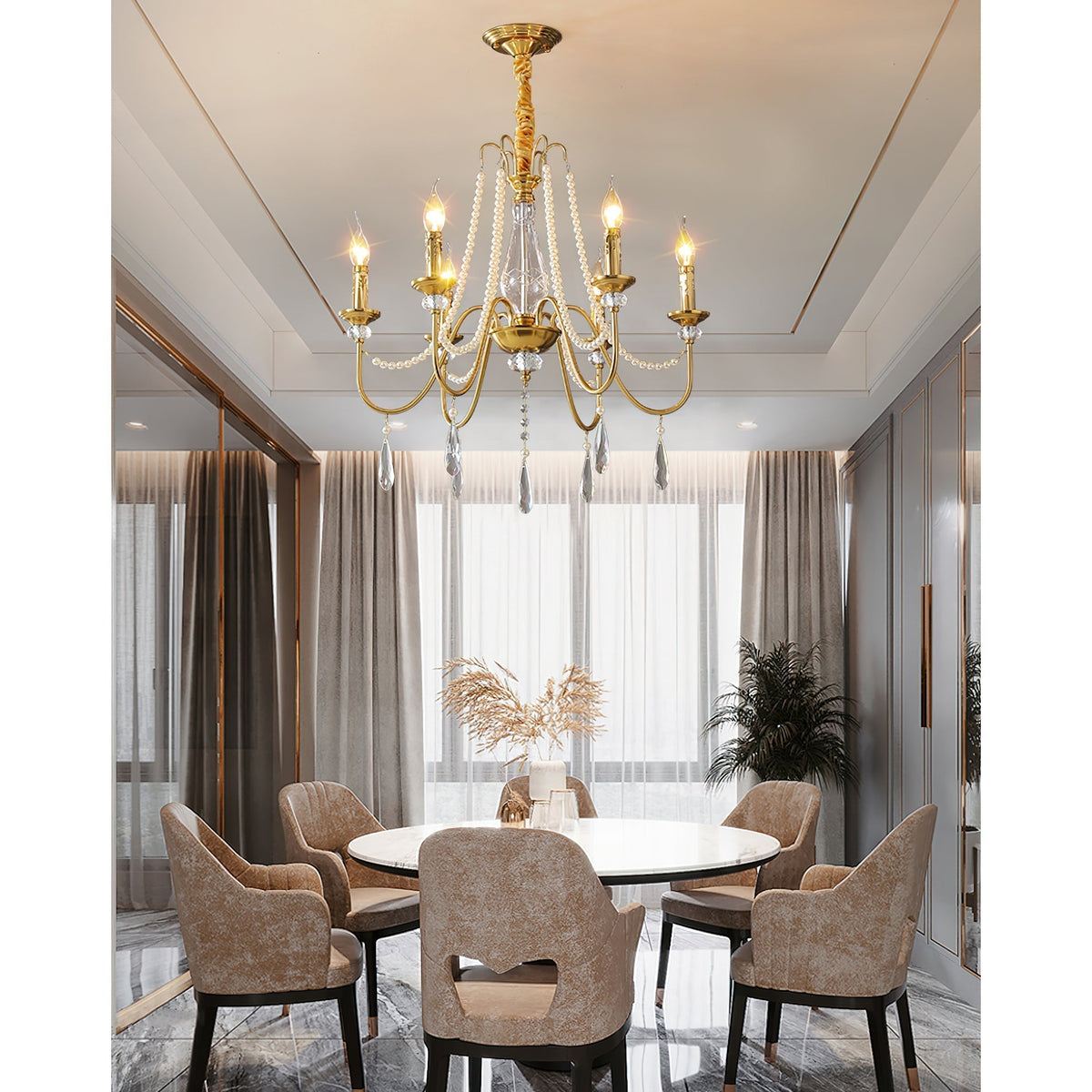 Mote Lustre Laiton Cristal Luxe Postmoderne