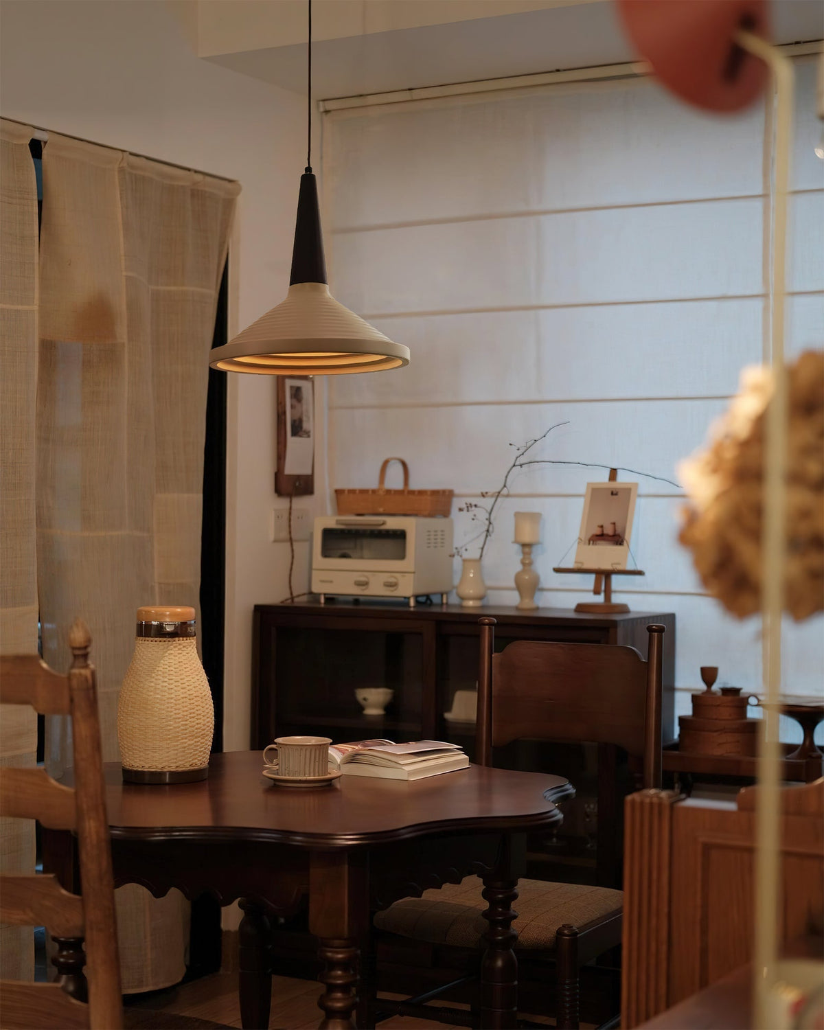 Detail shot of the wood accent on the Doherty Pendant Light.