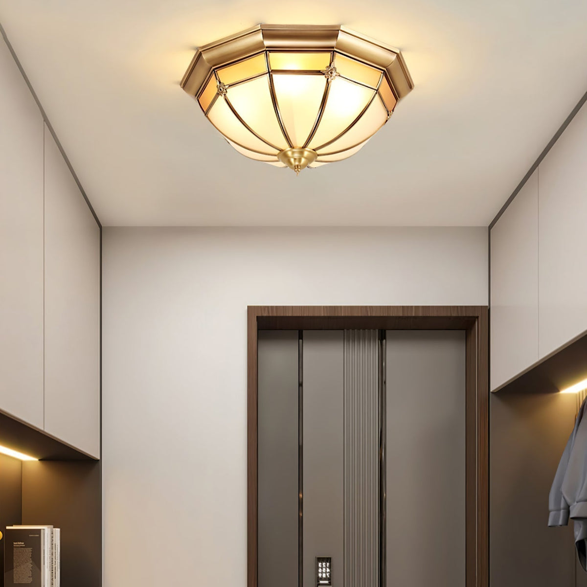 Ivarista Élégance Dôme Laiton Verre Applique Plafond