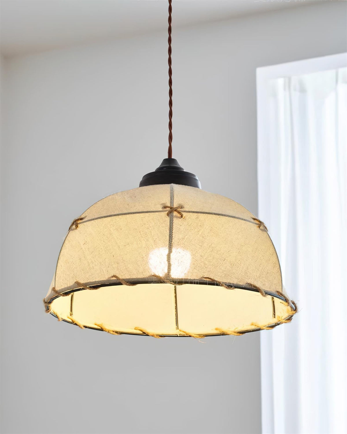 Pendant Light Fabric Dome Shade Vintage Minimalist Soft Glow-Neutral Decor