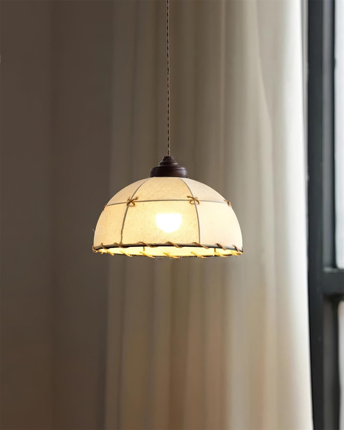 Pendant Light Fabric Dome Shade Vintage Minimalist Soft Glow-Neutral Decor