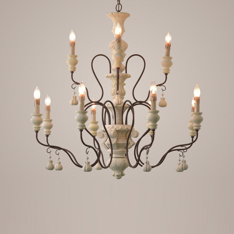 Quartz Lustre Bois Métal Luxe Campagne Salon