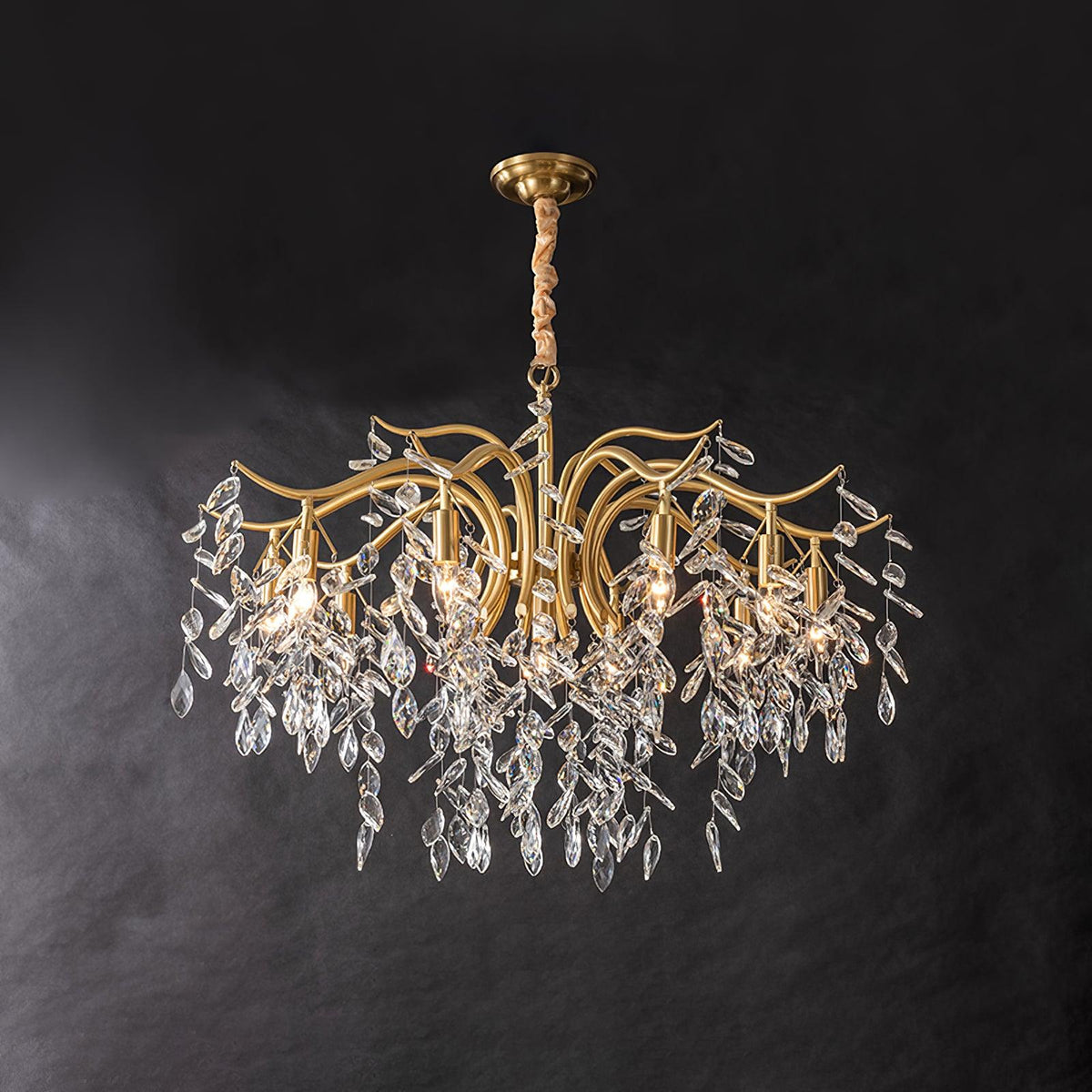 Kellalis Lustre Fer Cristal Feuille