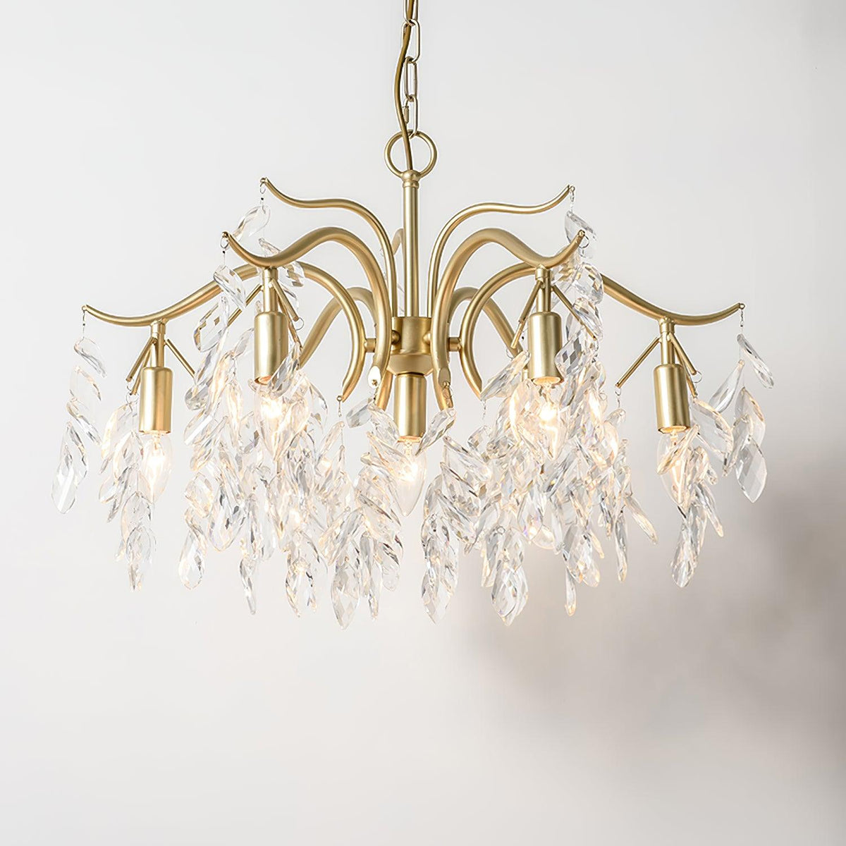 Kellalis Lustre Fer Cristal Feuille