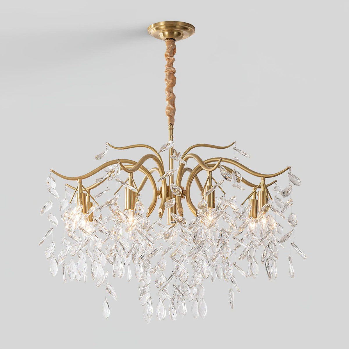 Kellalis Lustre Fer Cristal Feuille