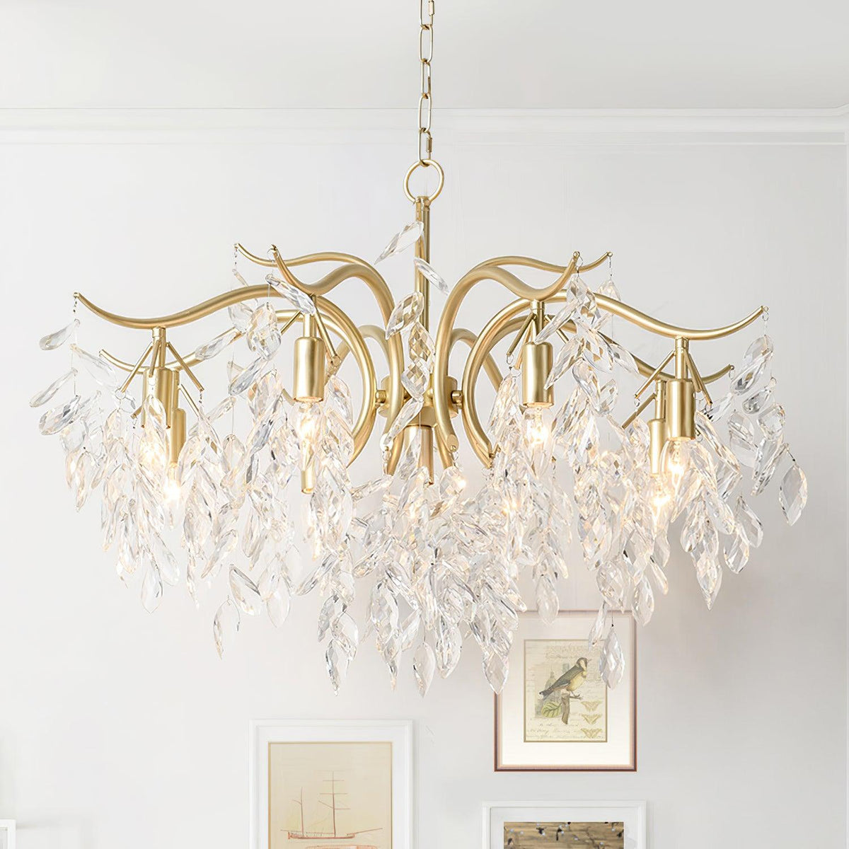 Kellalis Lustre Fer Cristal Feuille