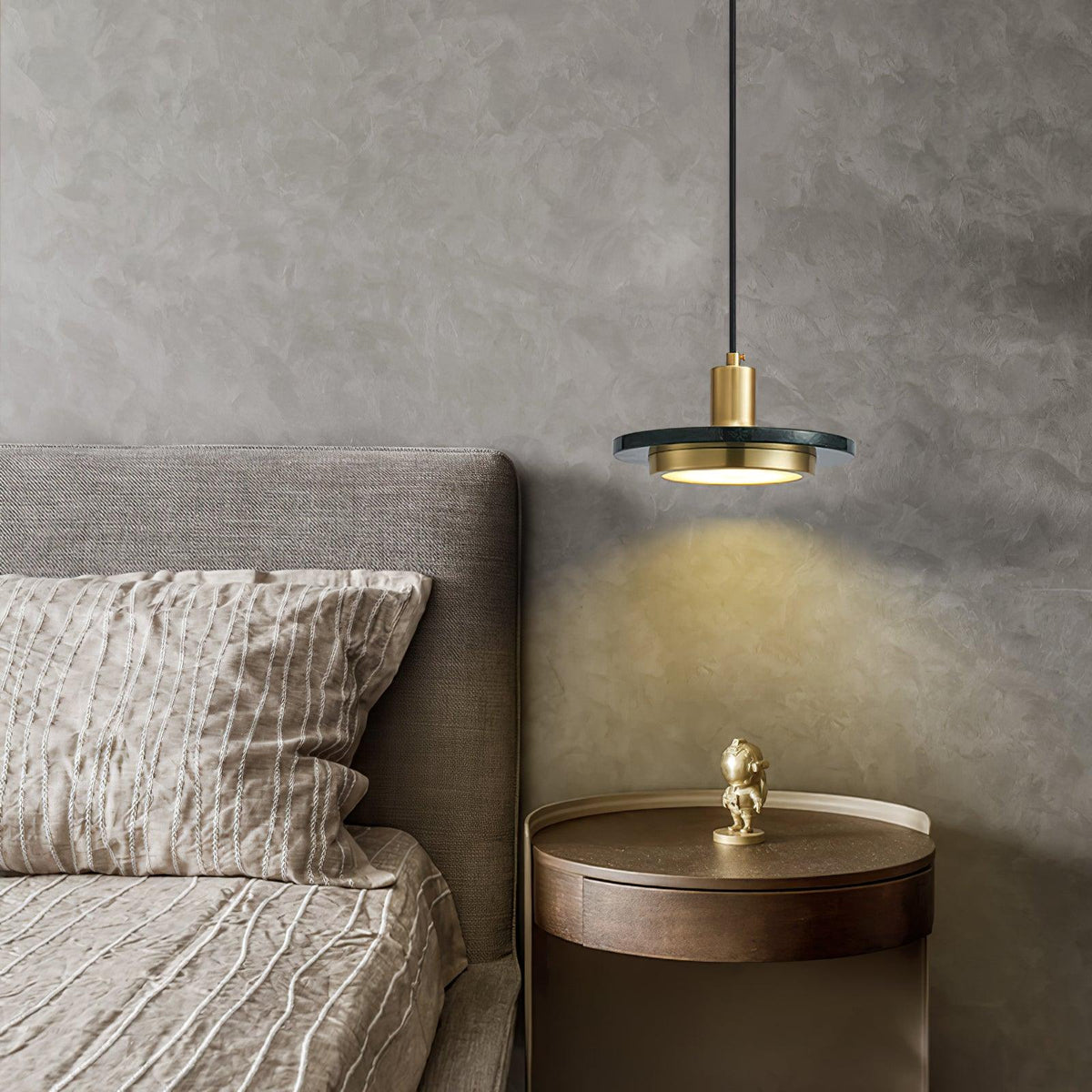 Lorenna Suspension en Marbre Double Cercle Moderne