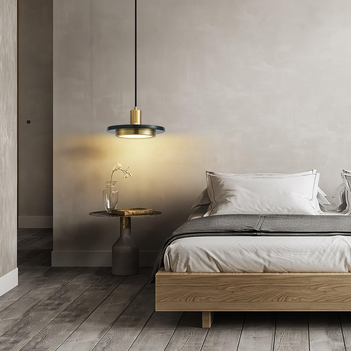 Lorenna Suspension en Marbre Double Cercle Moderne