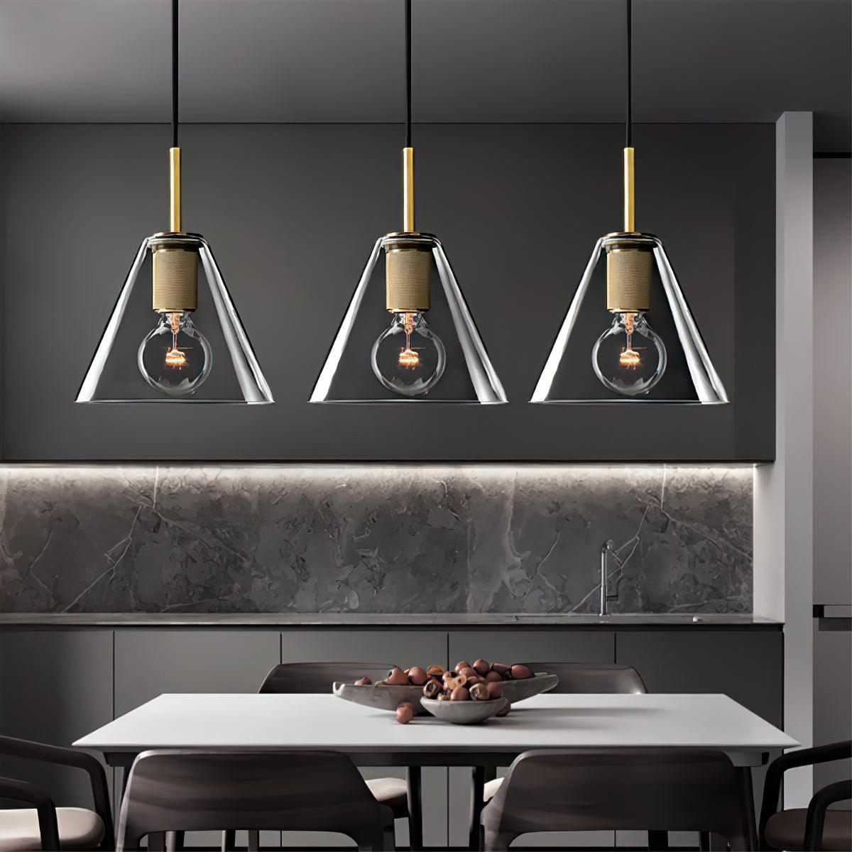 Pendant Lamp Brass Minimalist Metal Fixture for Dining or Kitchen-Neutral Decor
