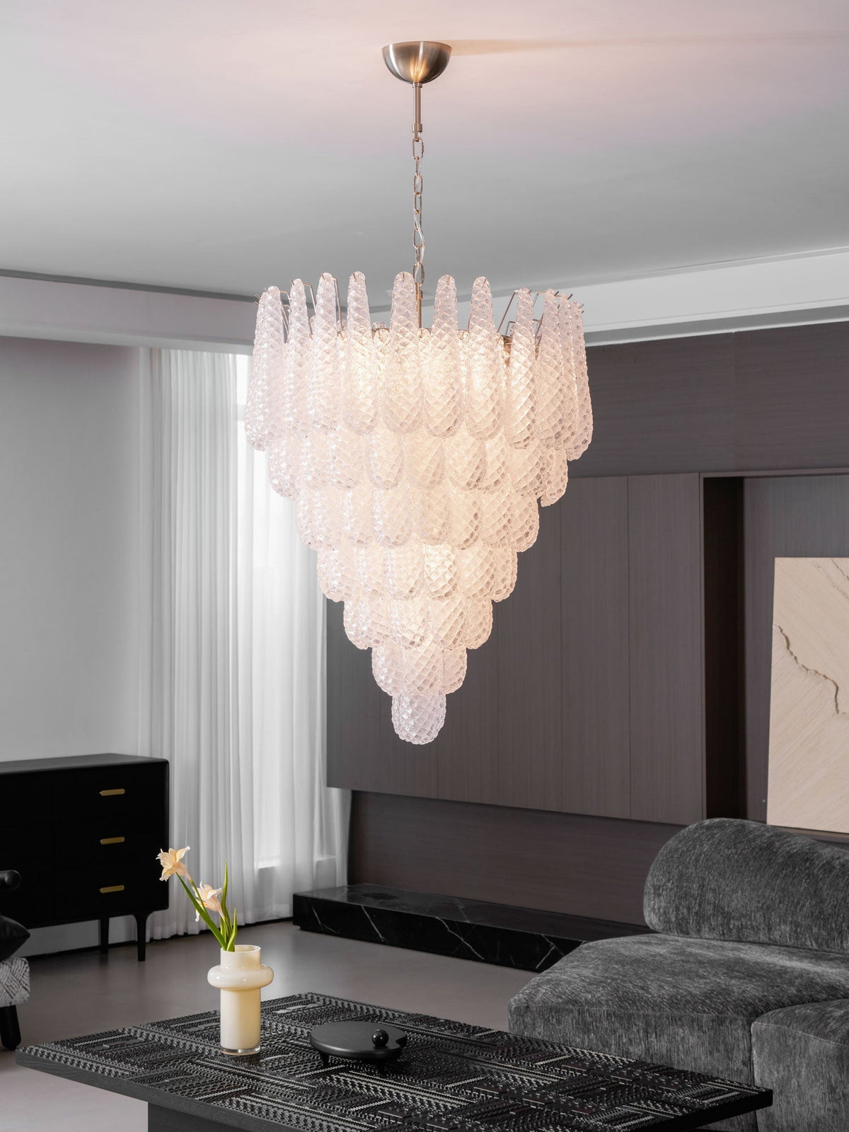Lucien Lustre Gouttes Transparentes en Verre de Murano.