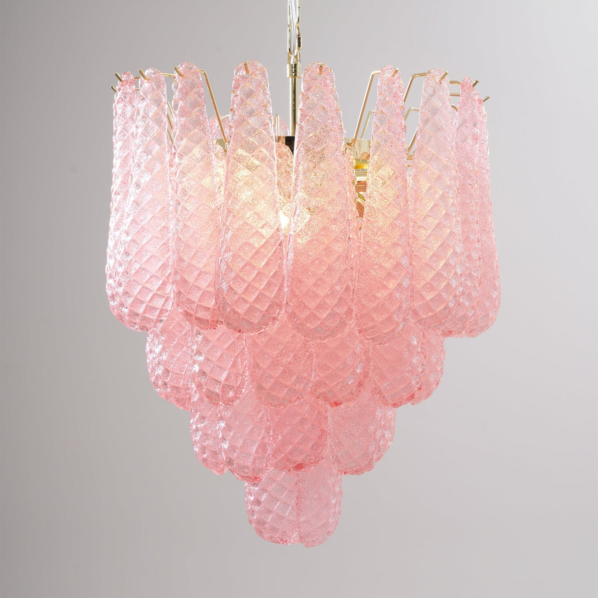 Junto Lustre Goutte Rose Métal Verre Luxe
