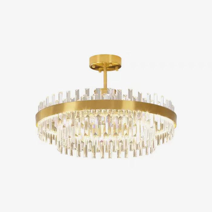 Vianaira Lustre Élégant en Cristal et Laiton en Forme de Tambour