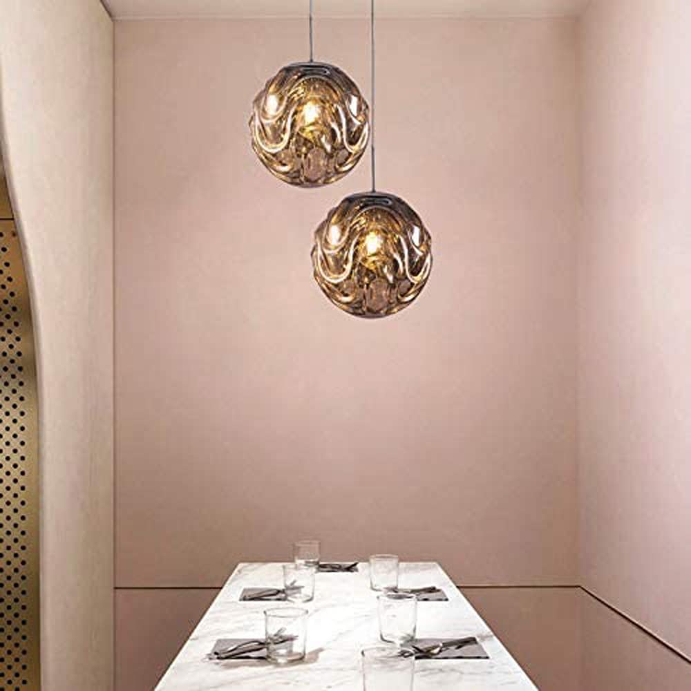 Valentina Moderne Sphère Suspension Verre Or/Noir Salle à manger