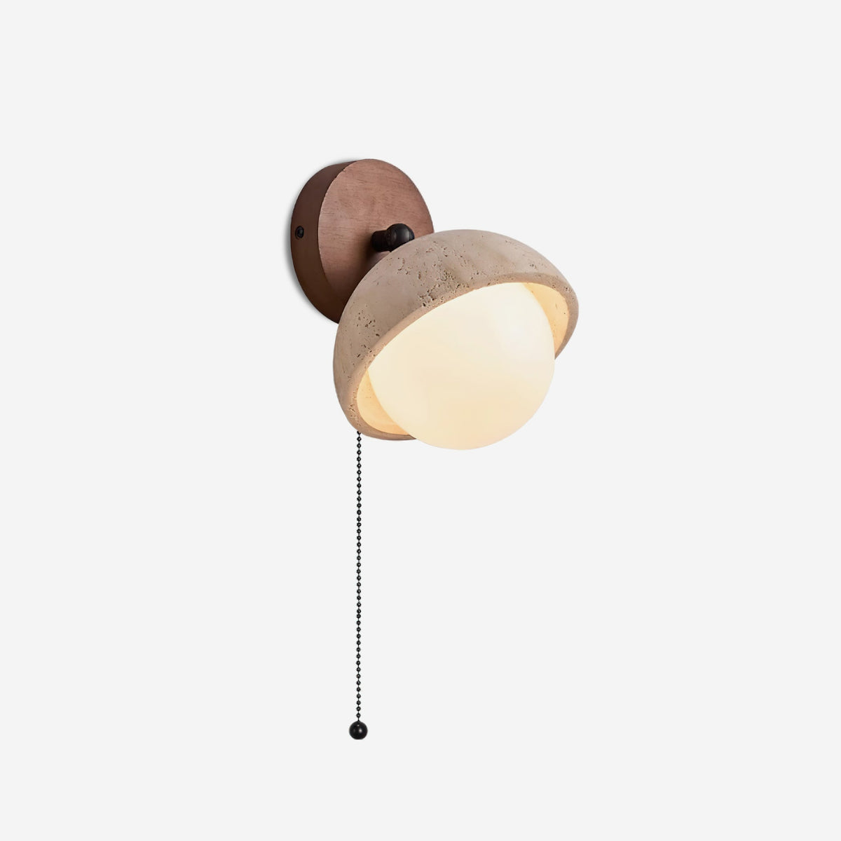 Eala Wall Lamp Travertine Wood Minimalist Modern-Neutral Decor