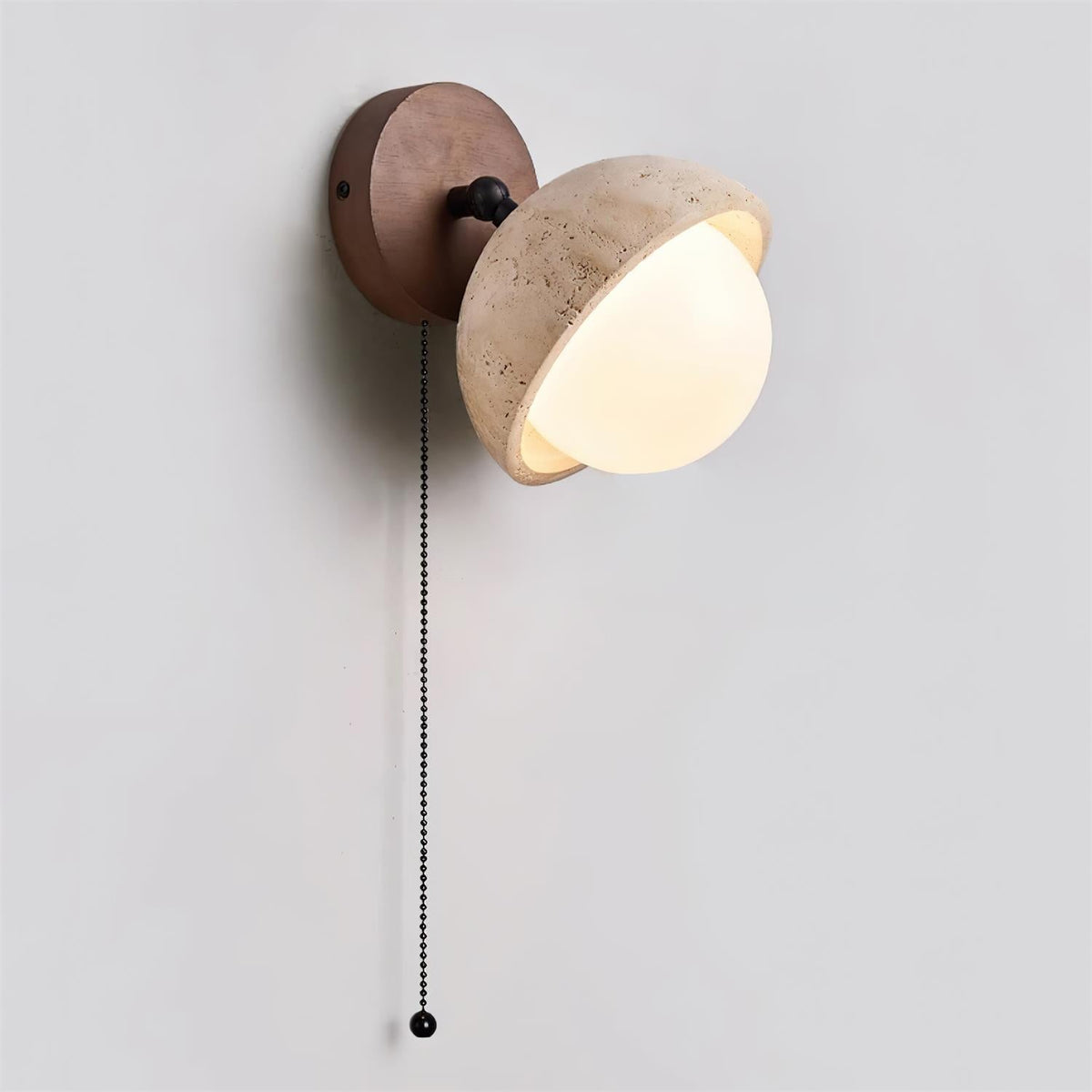 Eala Wall Lamp Travertine Wood Minimalist Modern-Neutral Decor