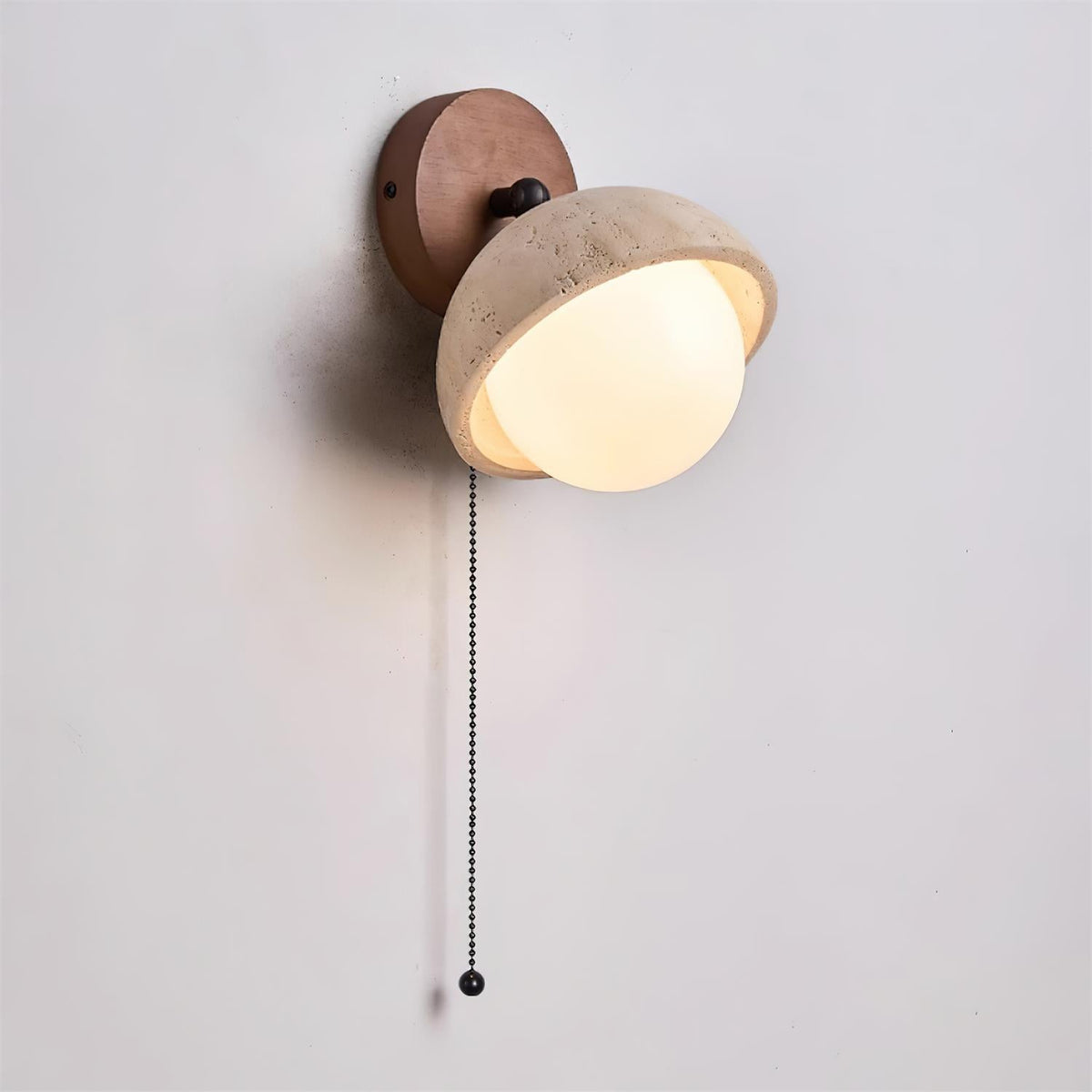Eala Wall Lamp Travertine Wood Minimalist Modern-Neutral Decor