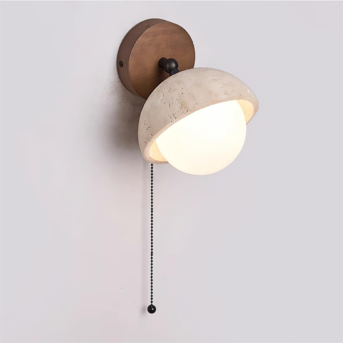 Eala Wall Lamp Travertine Wood Minimalist Modern-Neutral Decor