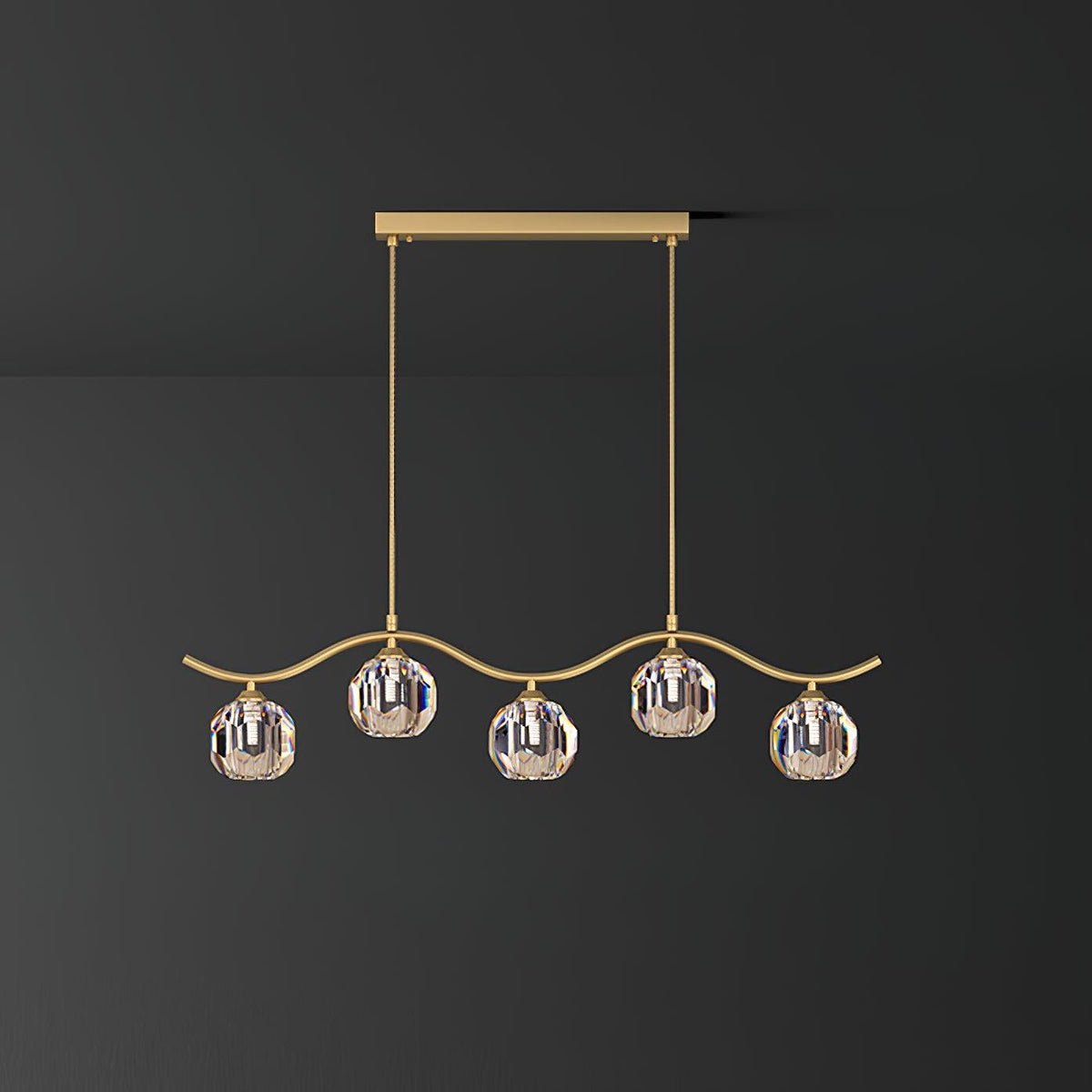 Calora Lustre Cuivre et Cristal Géométrique