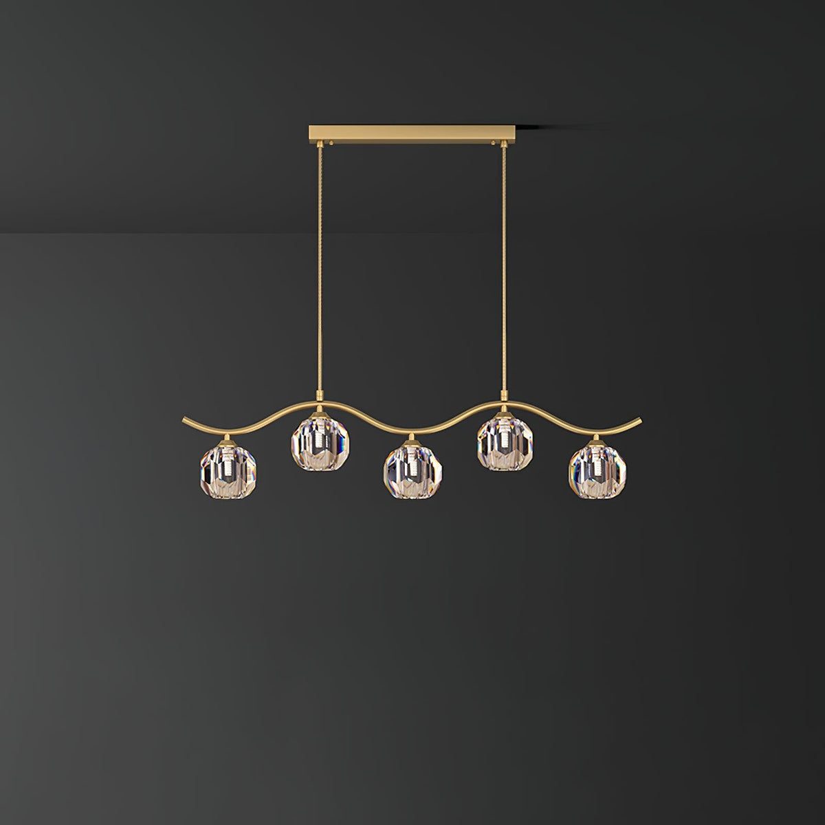 Calora Lustre Cuivre et Cristal Géométrique