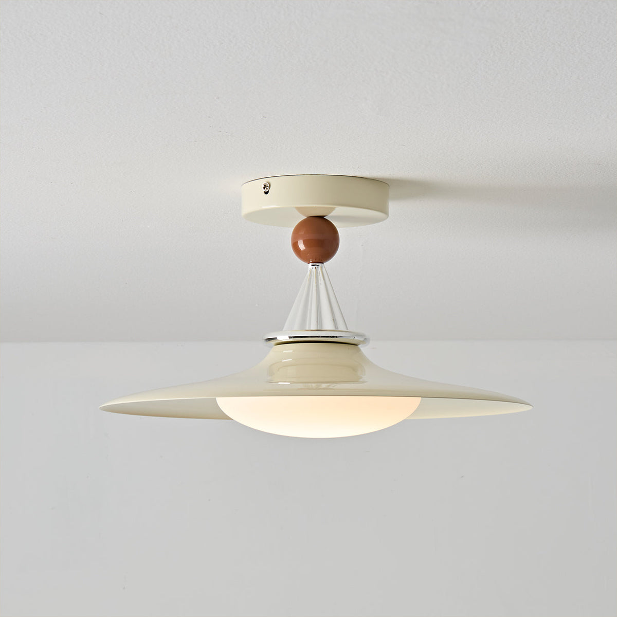 Detail shot of the chrome accent on the Eden Ceiling Light.