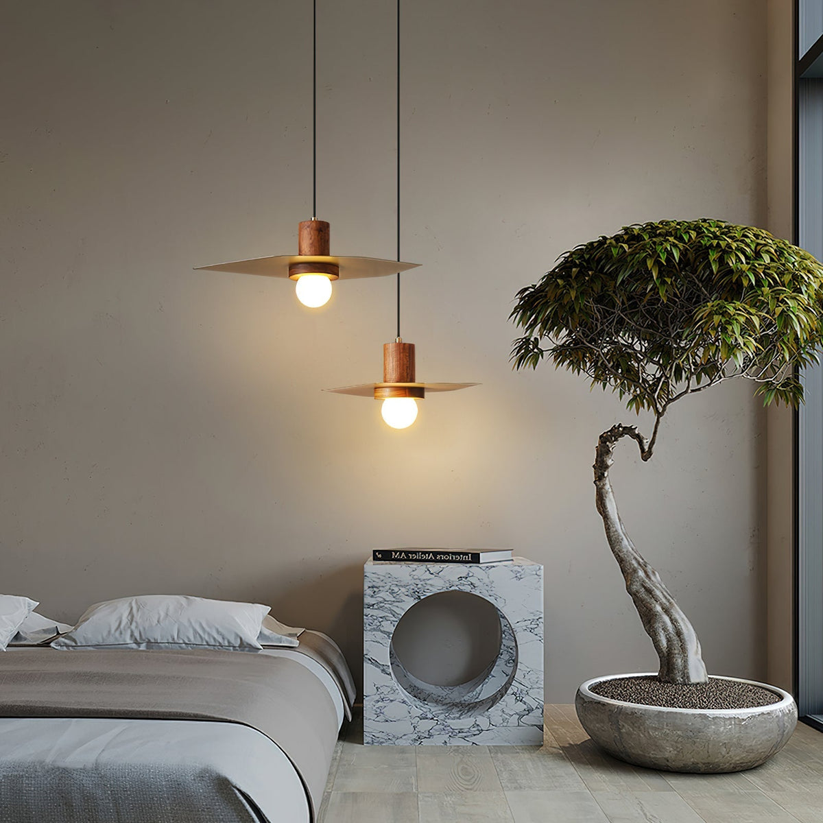 Elara Pendant Lamp Model B shown with dimensions.