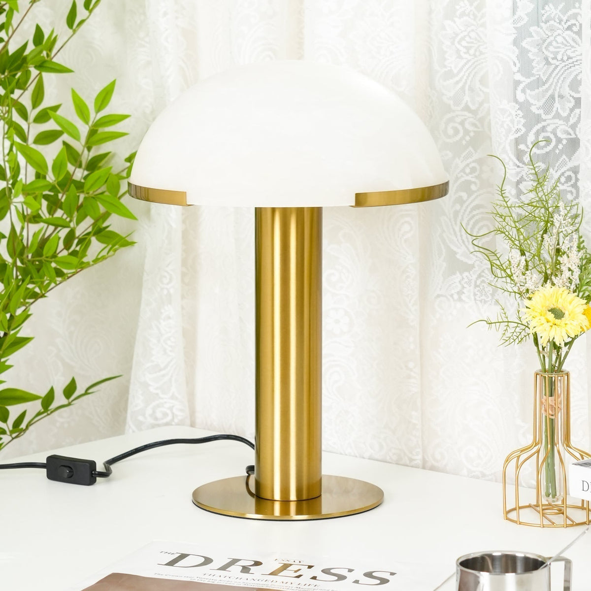 Ibera Lampe de Table en Albâtre et Métal
