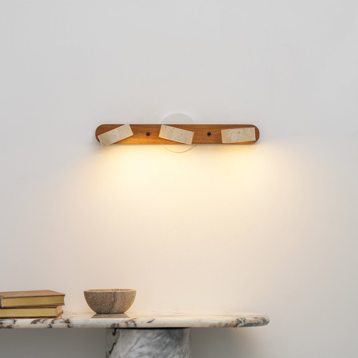 View of the integrated LED light source within the lamp.