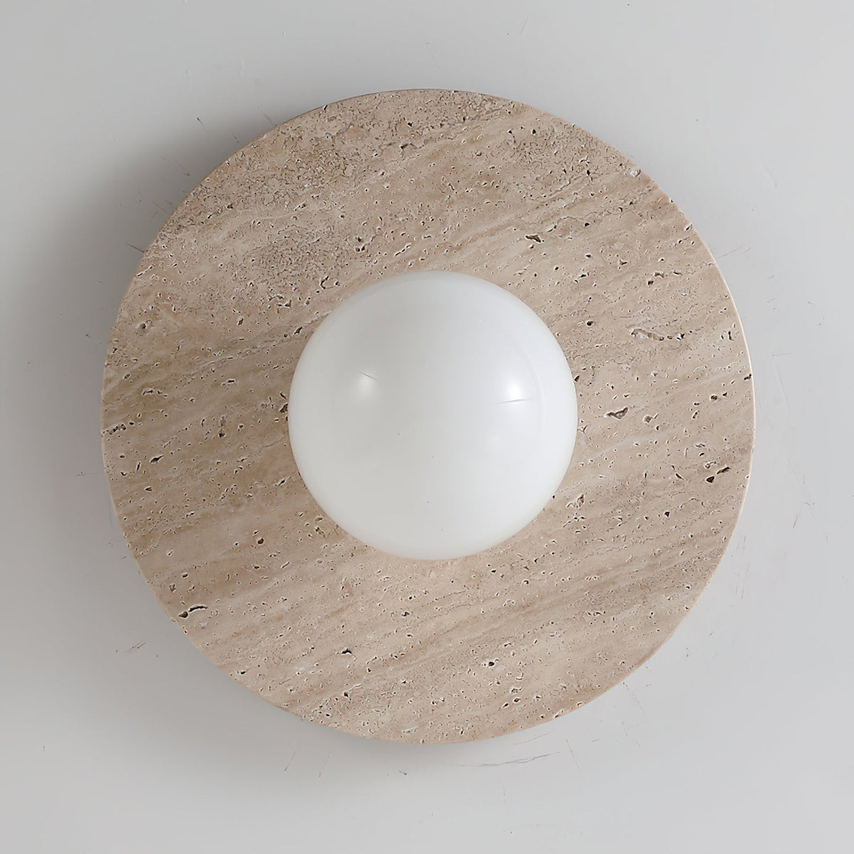 Diagram showing the dimensions of the Elira Travertine Wall Lamp: 28cm diameter.