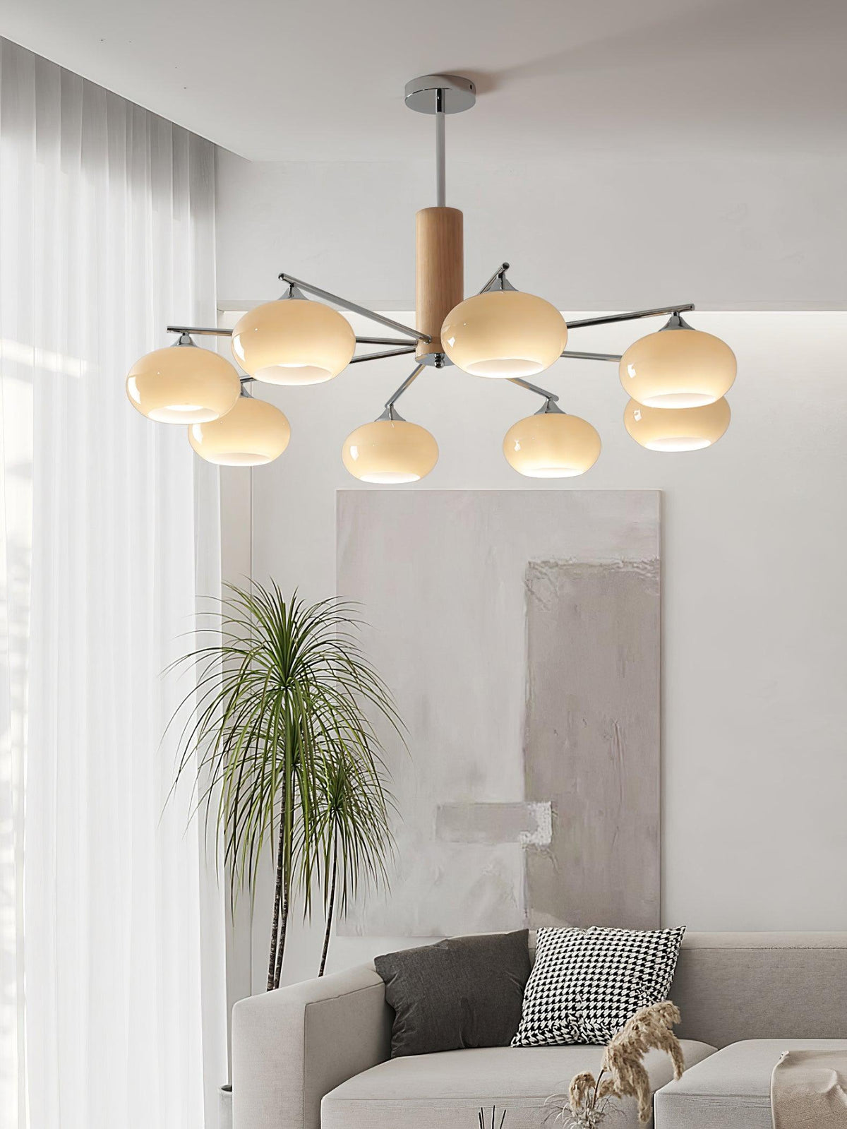 Joreon Lustre en Verre Persimmon Mid-Century 8 Lumières