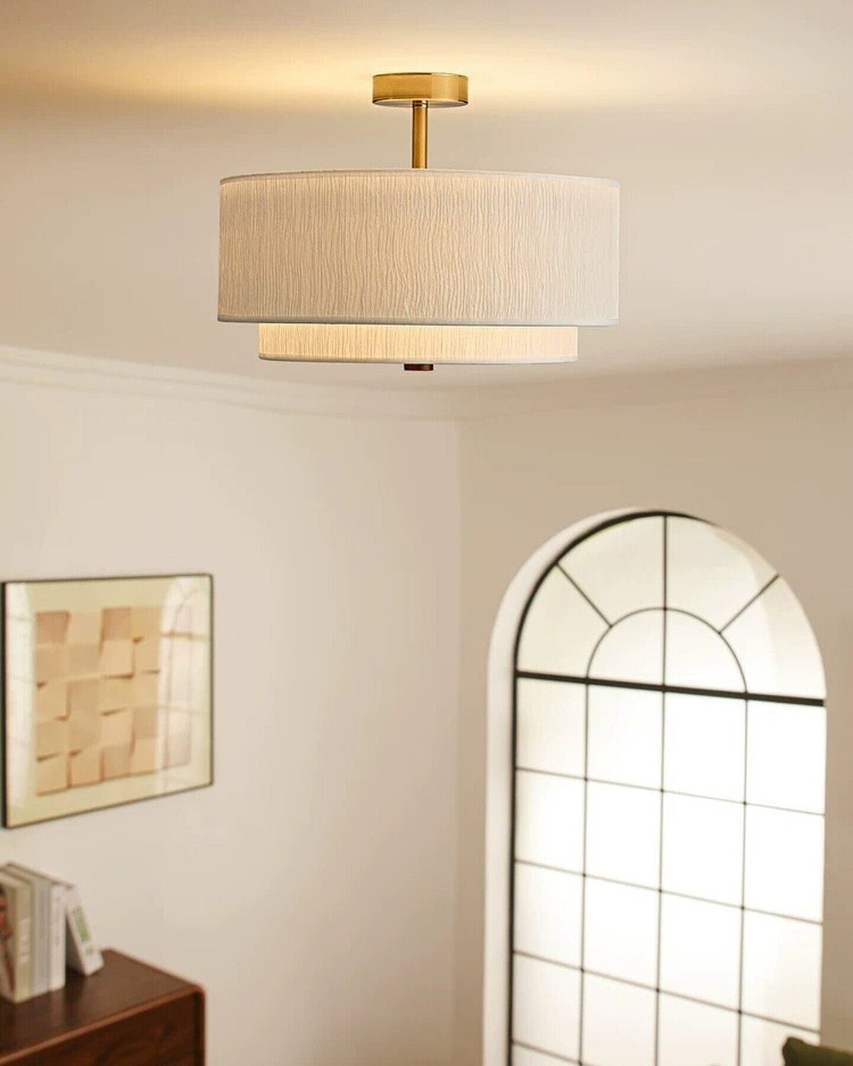 View of the Elodie light from below, showing the diffuser.
