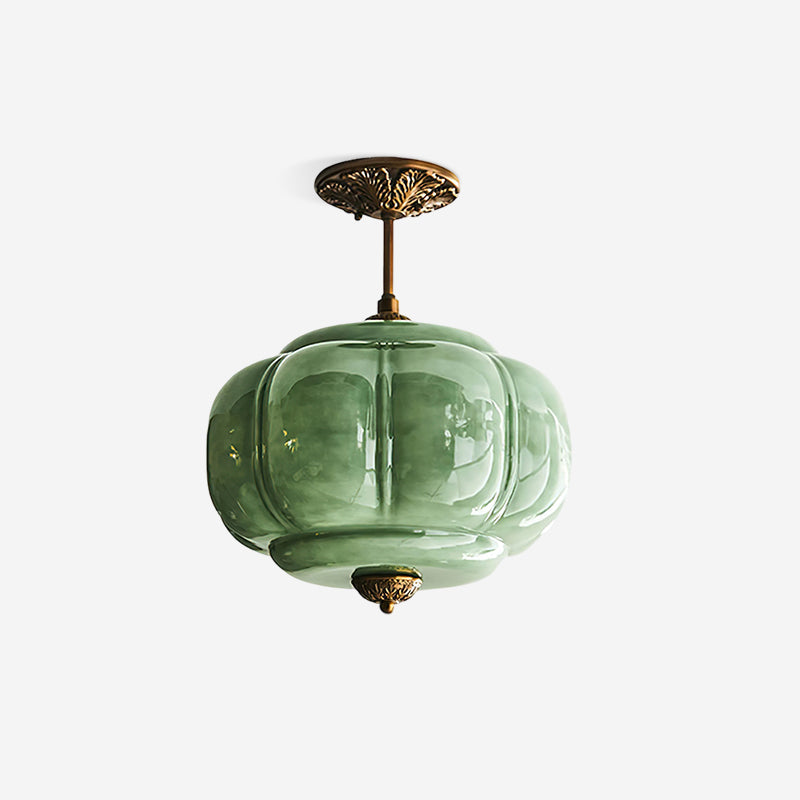 Eldio Green Glass Semi Flush Mount Light-Neutral Decor