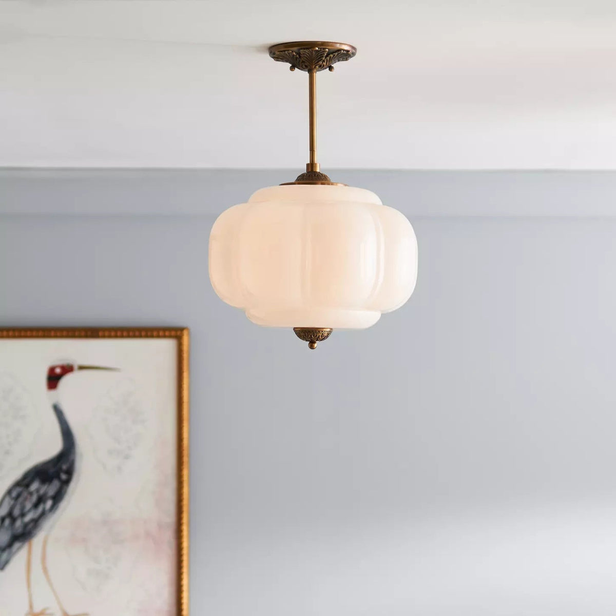 Eldio Green Glass Semi Flush Mount Light-Neutral Decor