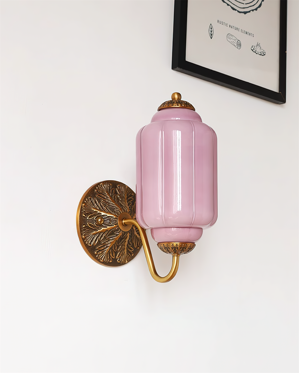 Melvane Vintage Pink Glass Wall Sconce-Neutral Decor