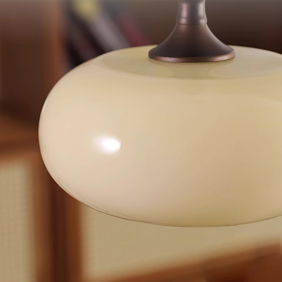 Pendant Lamp White Glass Shade Brown Vintage-Neutral Decor