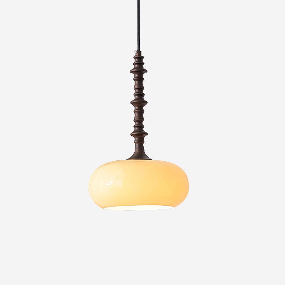 Pendant Lamp White Glass Shade Brown Vintage-Neutral Decor