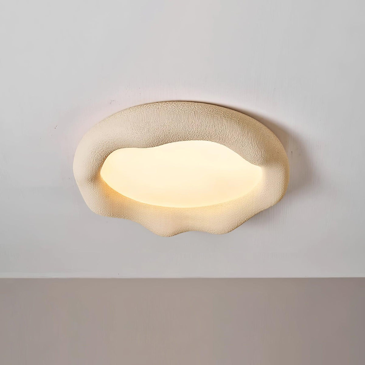 Ceiling Light Organic Resin and Fiberglass Fixture in Beige-Neutral Decor