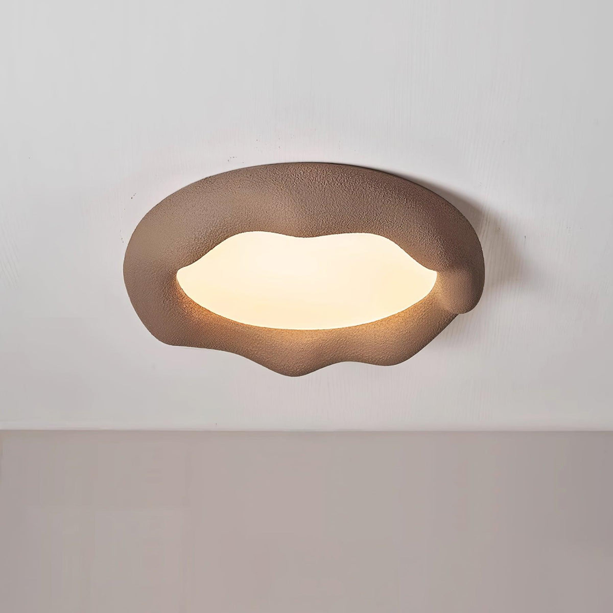 Ceiling Light Organic Resin and Fiberglass Fixture in Beige-Neutral Decor