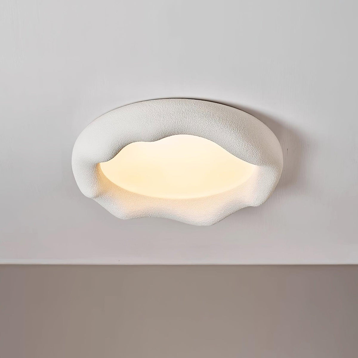 Ceiling Light Organic Resin and Fiberglass Fixture in Beige-Neutral Decor
