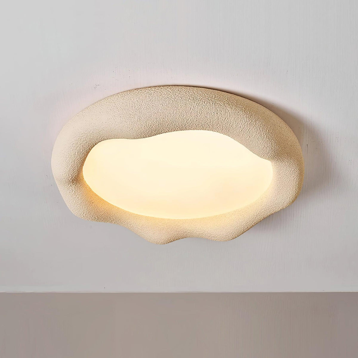 Ceiling Light Organic Resin and Fiberglass Fixture in Beige-Neutral Decor