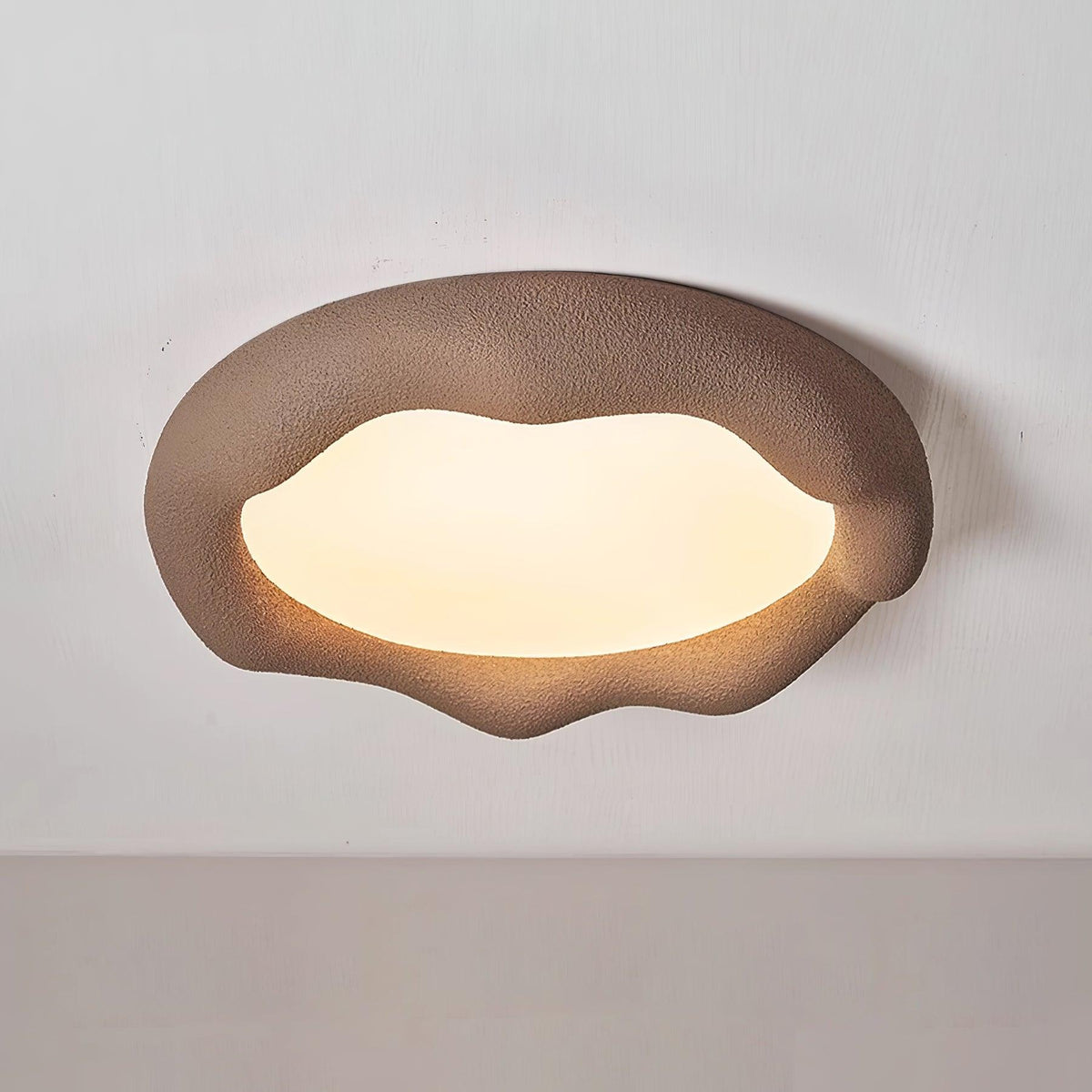 Ceiling Light Organic Resin and Fiberglass Fixture in Beige-Neutral Decor