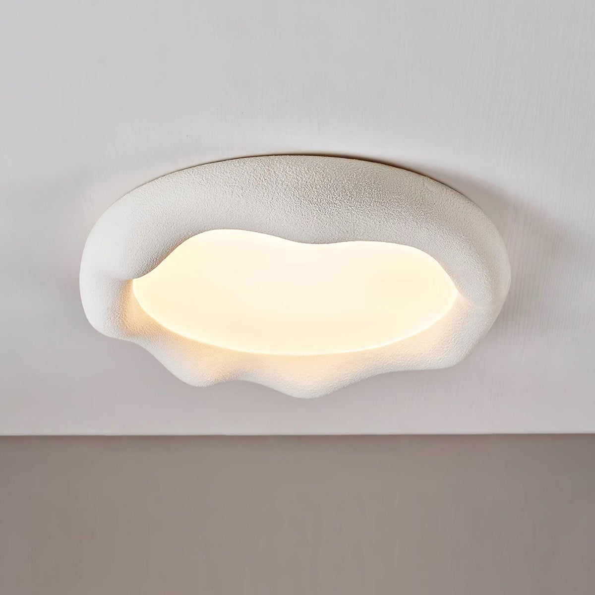 Ceiling Light Organic Resin and Fiberglass Fixture in Beige-Neutral Decor