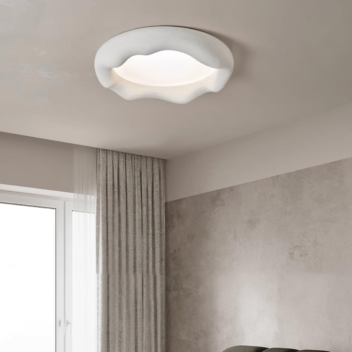 Ceiling Light Organic Resin and Fiberglass Fixture in Beige-Neutral Decor