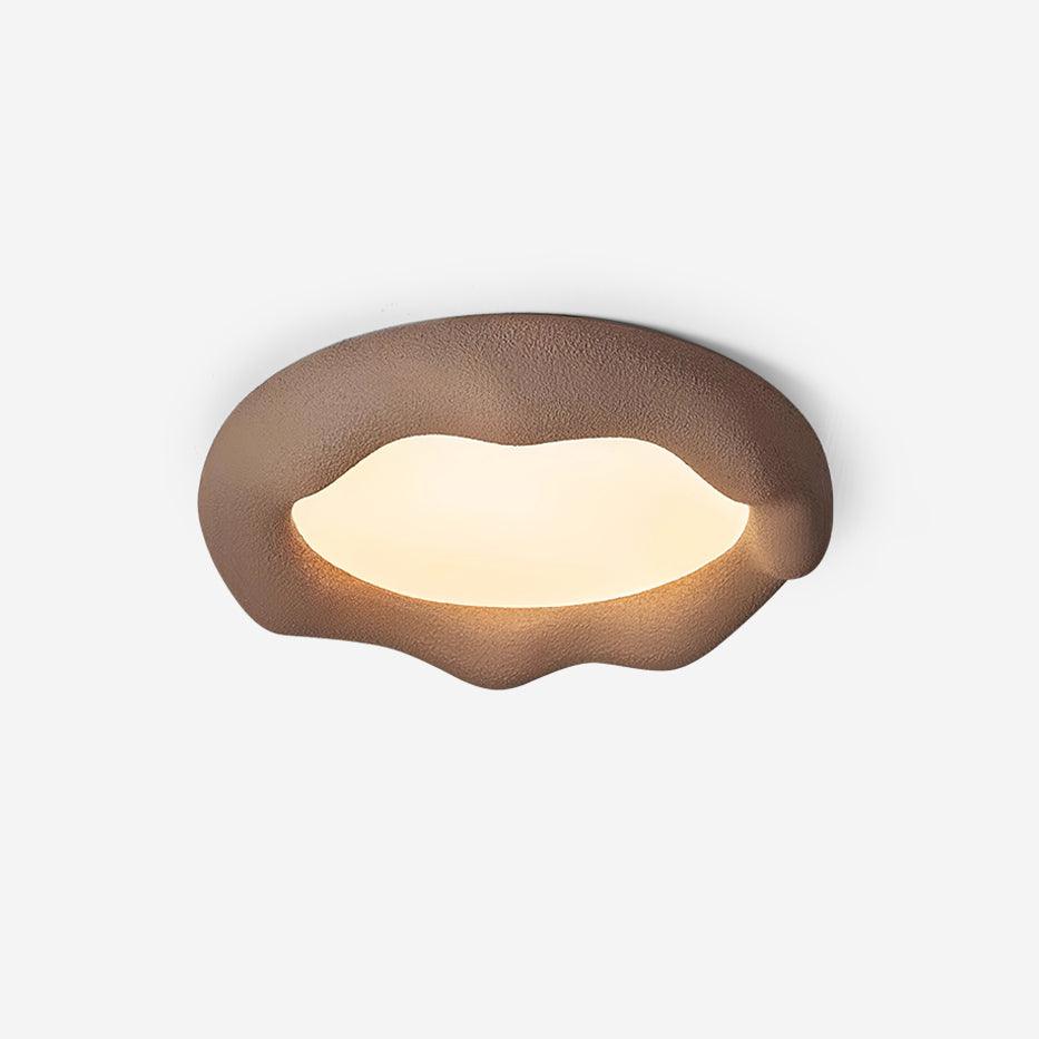 Ceiling Light Organic Resin and Fiberglass Fixture in Beige-Neutral Decor
