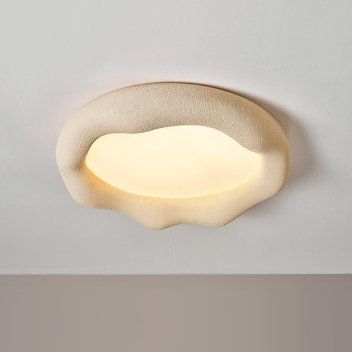 Ceiling Light Organic Resin and Fiberglass Fixture in Beige-Neutral Decor