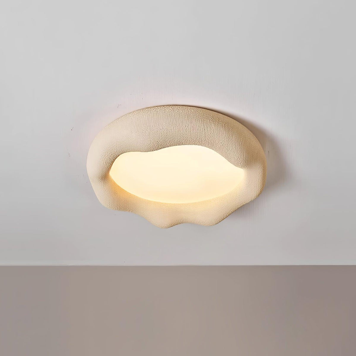 Ceiling Light Organic Resin and Fiberglass Fixture in Beige-Neutral Decor