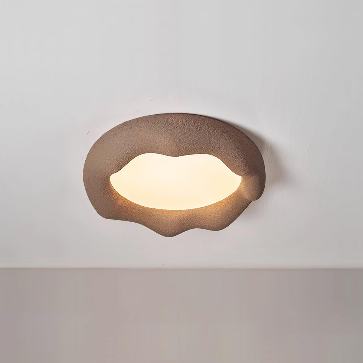 Ceiling Light Organic Resin and Fiberglass Fixture in Beige-Neutral Decor